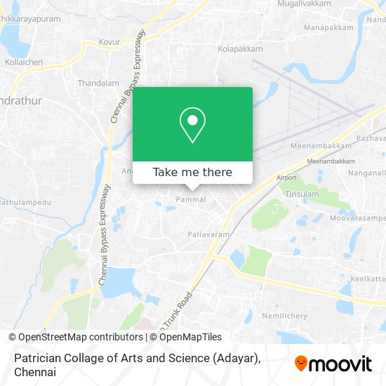 Patrician Collage of Arts and Science (Adayar) map