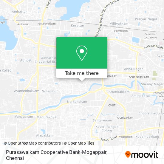 Purasawalkam Cooperative Bank-Mogappair map