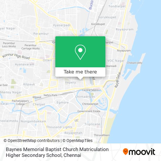 Baynes Memorial Baptist Church Matriculation Higher Secondary School map