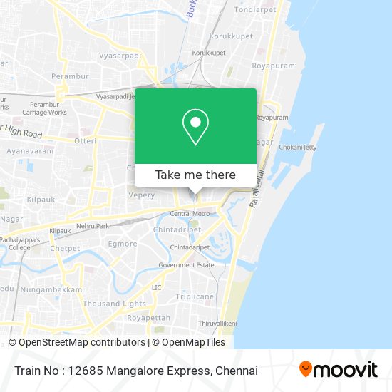 Train No : 12685 Mangalore Express map