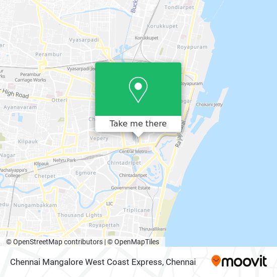 Chennai Mangalore West Coast Express map