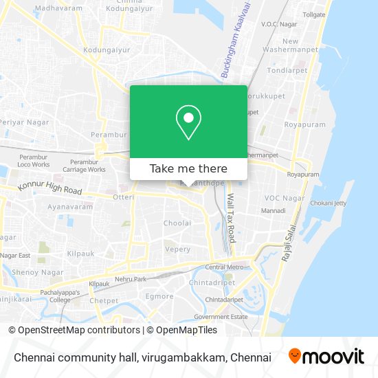 Chennai community hall, virugambakkam map