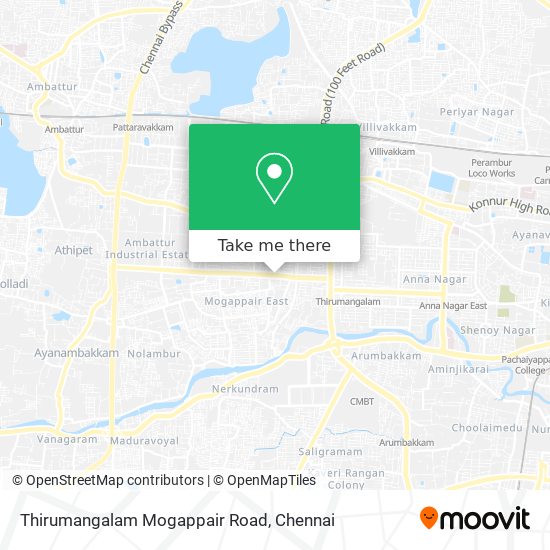 Thirumangalam Mogappair Road map