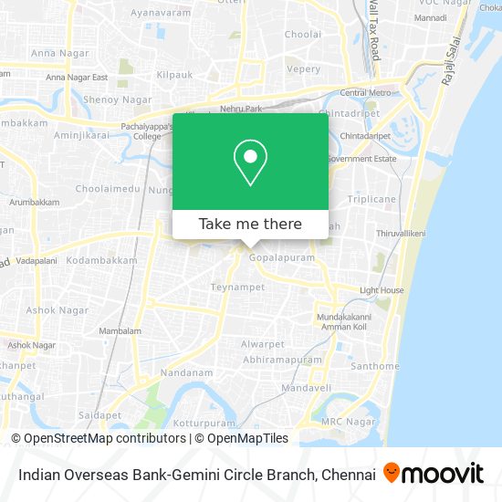 Indian Overseas Bank-Gemini Circle Branch map