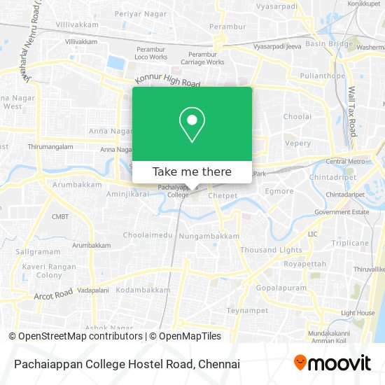 Pachaiappan College Hostel Road map