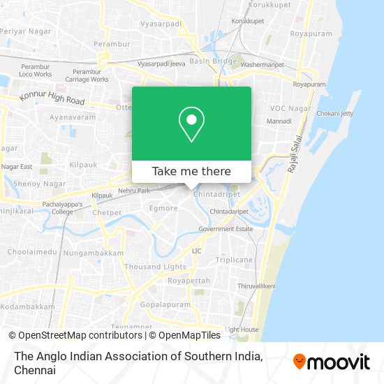 The Anglo Indian Association of Southern India map