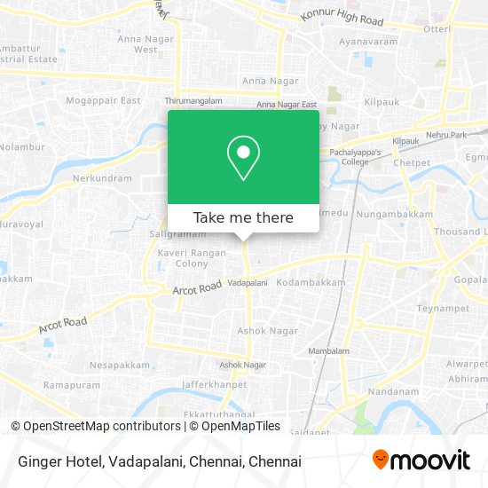 Ginger Hotel, Vadapalani, Chennai map