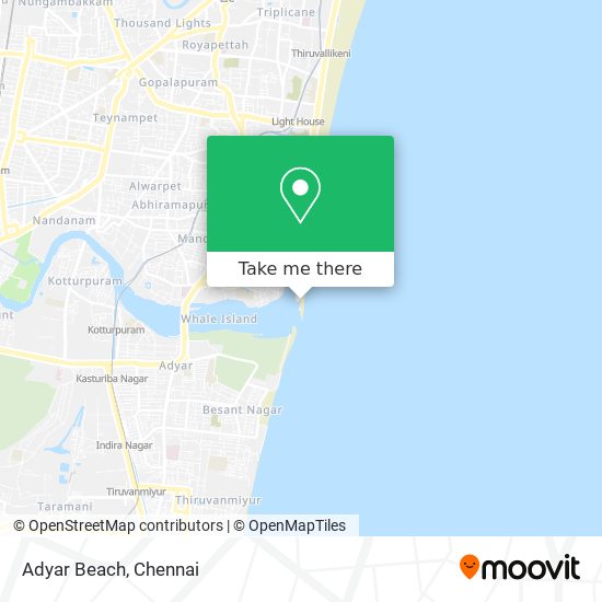 Adyar Beach map