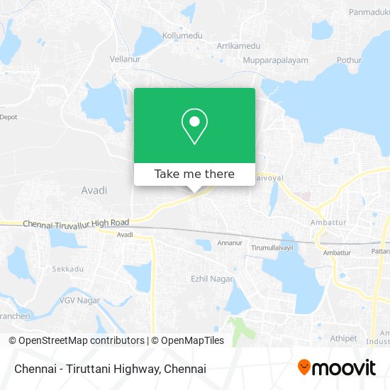 Chennai - Tiruttani Highway map
