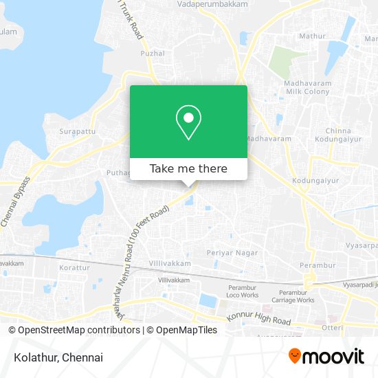 How to get to Kolathur in Saidapet by bus or train?