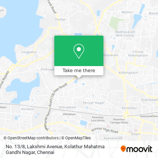 No. 13 / 8, Lakshmi Avenue, Kolathur Mahatma Gandhi Nagar map