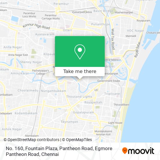 No. 160, Fountain Plaza, Pantheon Road, Egmore Pantheon Road map