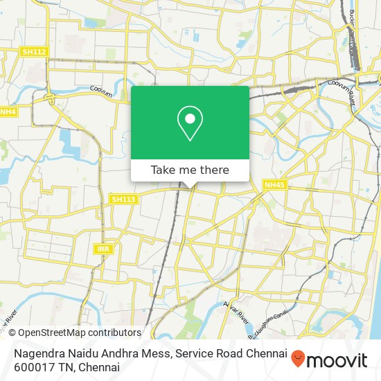 Nagendra Naidu Andhra Mess, Service Road Chennai 600017 TN map