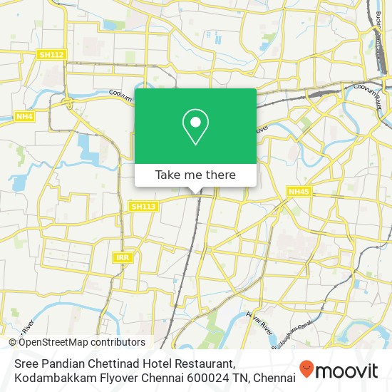 Sree Pandian Chettinad Hotel Restaurant, Kodambakkam Flyover Chennai 600024 TN map