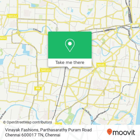 Vinayak Fashions, Parthasarathy Puram Road Chennai 600017 TN map