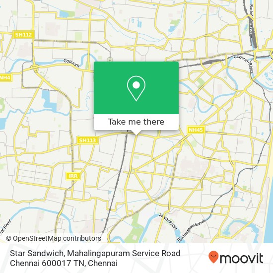 Star Sandwich, Mahalingapuram Service Road Chennai 600017 TN map