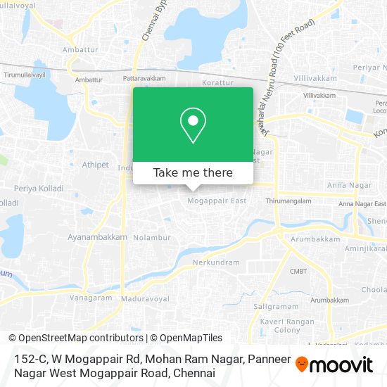 152-C, W Mogappair Rd, Mohan Ram Nagar, Panneer Nagar West Mogappair Road map