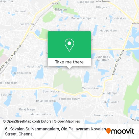 6, Kovalan St, Nanmangalam, Old Pallavaram Kovalan Street map