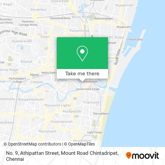 No. 9, Athipattan Street, Mount Road Chintadripet map