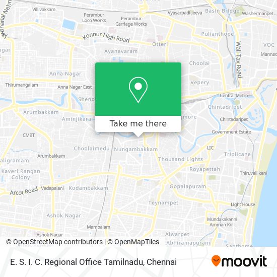 E. S. I. C. Regional Office Tamilnadu map