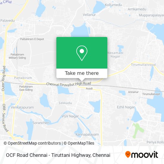 OCF Road Chennai - Tiruttani Highway map