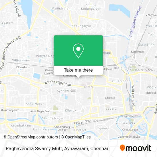 Raghavendra Swamy Mutt, Aynavaram map