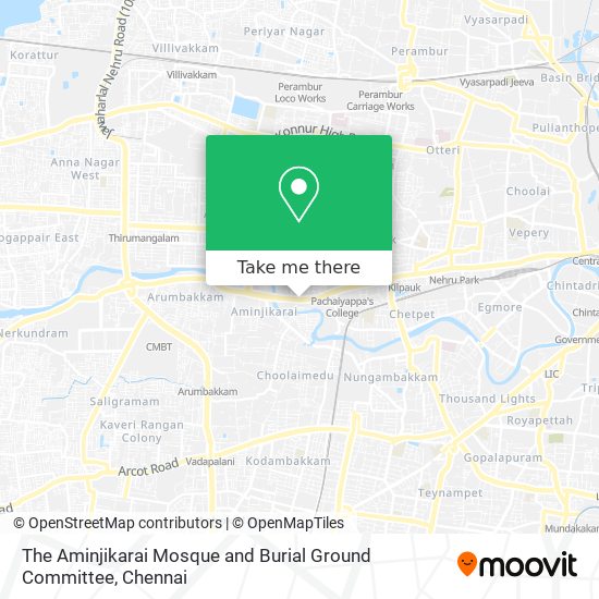 The Aminjikarai Mosque and Burial Ground Committee map