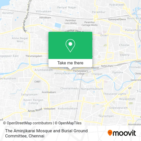 The Aminjikarai Mosque and Burial Ground Committee map
