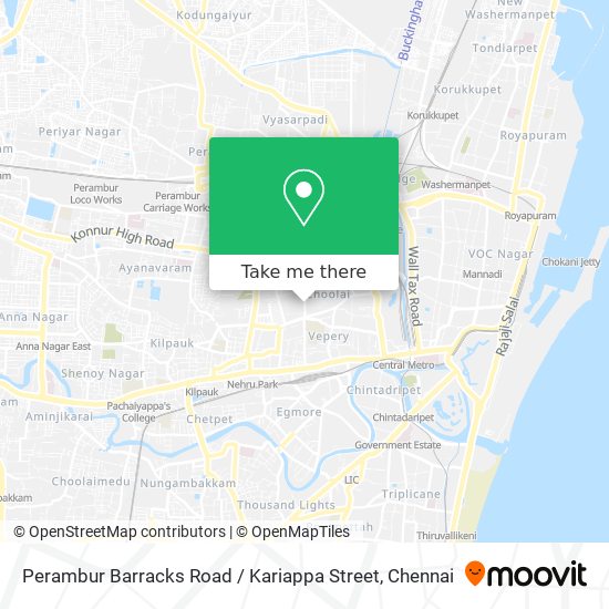 Perambur Barracks Road / Kariappa Street map