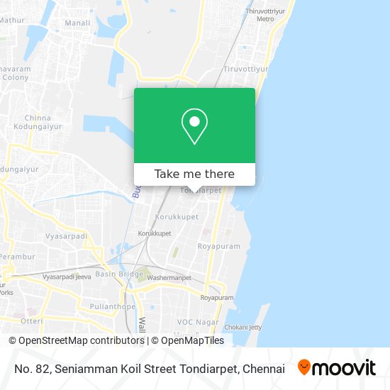 No. 82, Seniamman Koil Street Tondiarpet map