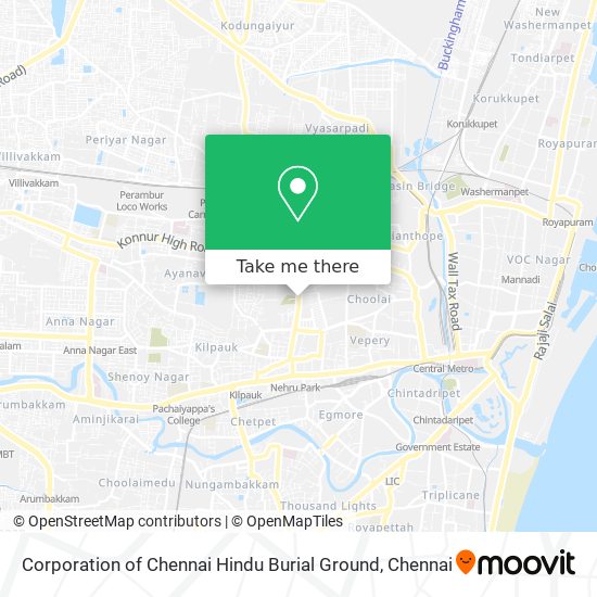Corporation of Chennai Hindu Burial Ground map