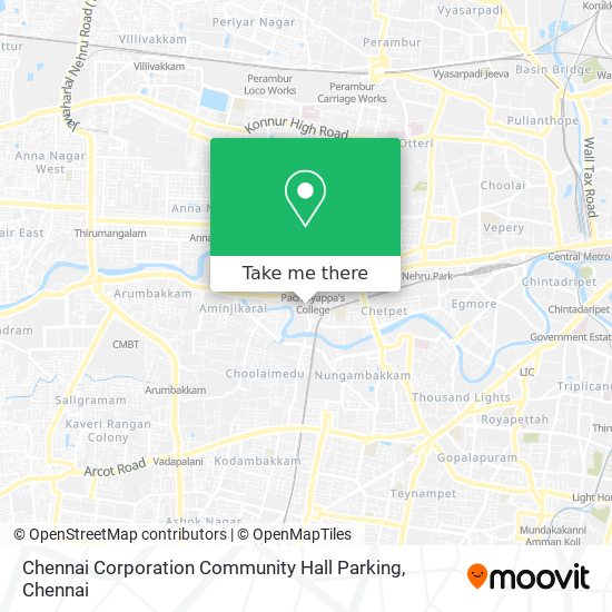 Chennai Corporation Community Hall Parking map