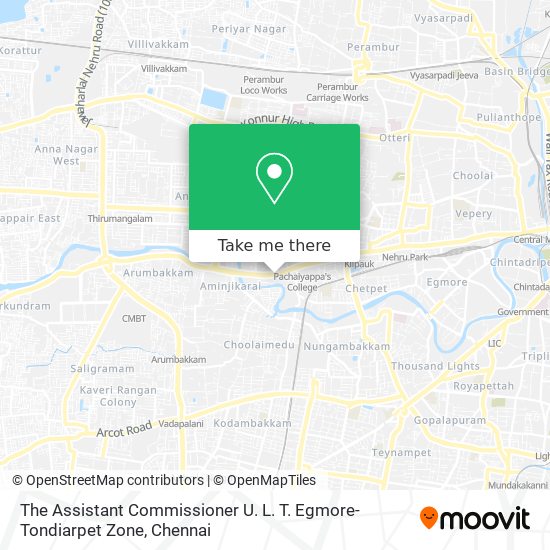 The Assistant Commissioner U. L. T. Egmore-Tondiarpet Zone map