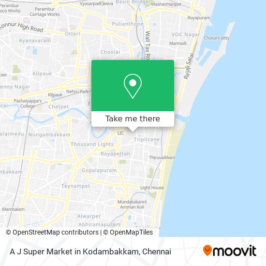A J Super Market in Kodambakkam map