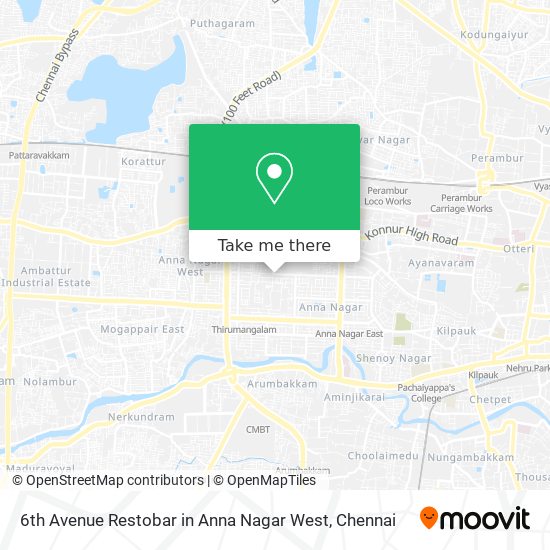 6th Avenue Restobar in Anna Nagar West map