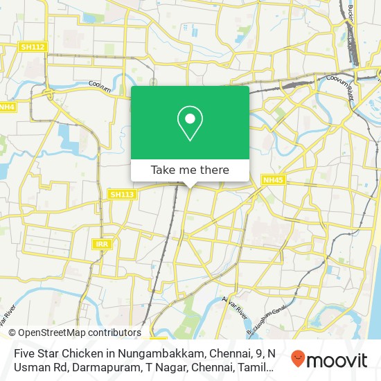 Five Star Chicken in Nungambakkam, Chennai, 9, N Usman Rd, Darmapuram, T Nagar, Chennai, Tamil Nadu map