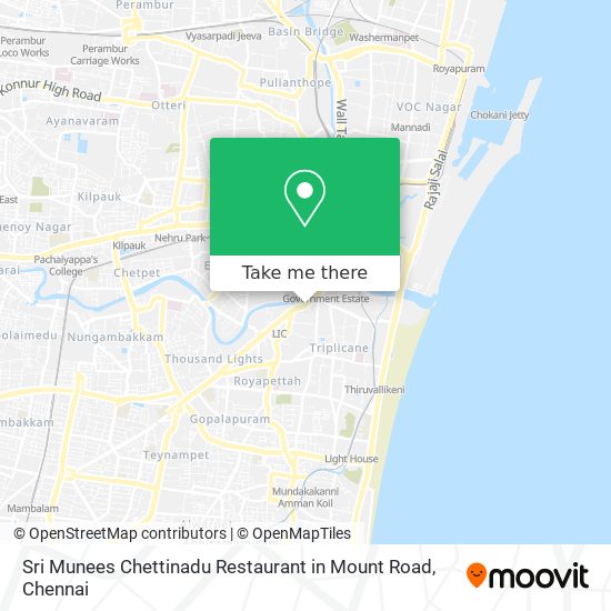Sri Munees Chettinadu Restaurant in Mount Road map