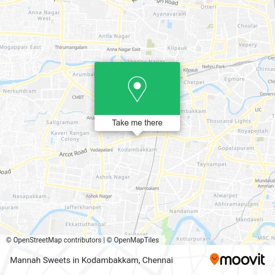 Mannah Sweets in Kodambakkam map