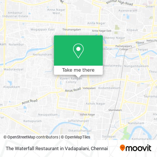 The Waterfall Restaurant in Vadapalani map