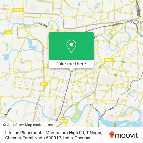Lifeline Placements, Mambalam High Rd, T Nagar, Chennai, Tamil Nadu 600017, India map