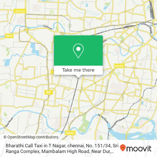 Bharathi Call Taxi in T Nagar, chennai, No. 151 / 34, Sri Ranga Complex, Mambalam High Road, Near Dur map