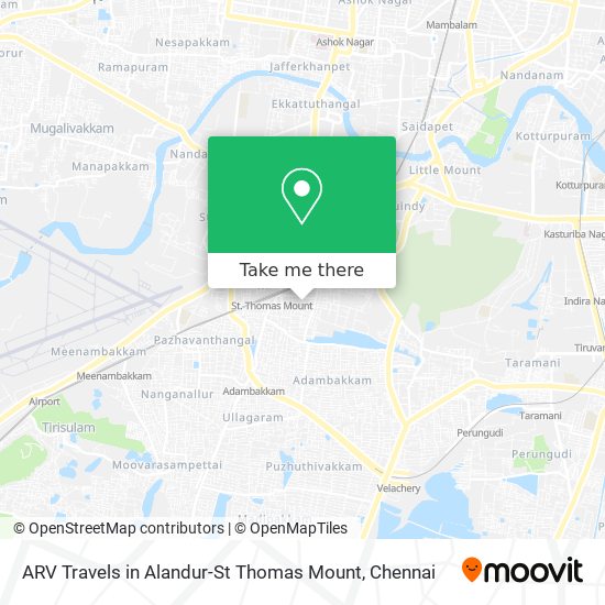ARV Travels in Alandur-St Thomas Mount map