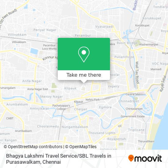 Bhagya Lakshmi Travel Service / SBL Travels in Purasawalkam map