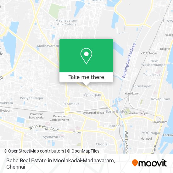 Baba Real Estate in Moolakadai-Madhavaram map