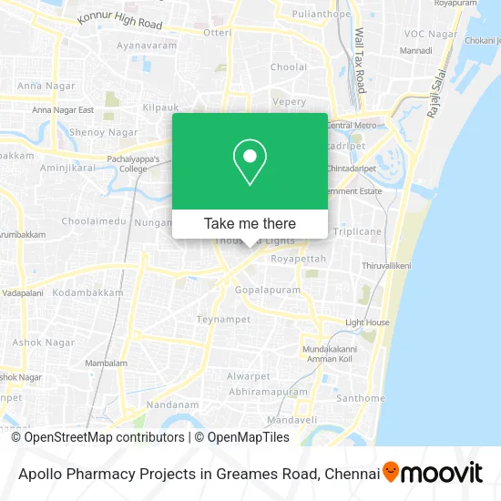 Apollo Pharmacy Projects in Greames Road map