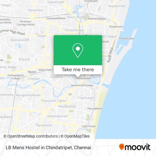 LB Mens Hostel in Chindatripet map