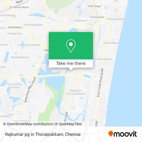 Rajkumar pg in Thoraipakkam map