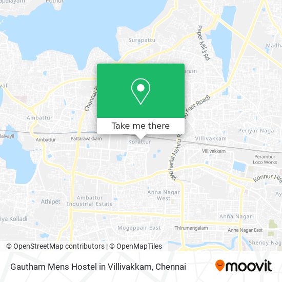 Gautham Mens Hostel in Villivakkam map