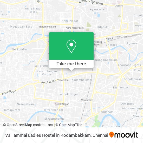 Valliammai Ladies Hostel in Kodambakkam map