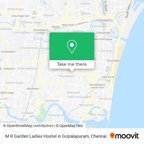 M R Garden Ladies Hostel in Gopalapuram map
